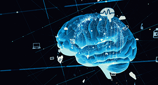 Imagem de Imagem digital azul de um cérebro