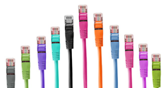 Imagem de Different coloured computer cables